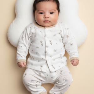 Home soft beige newborn cotton lounge set